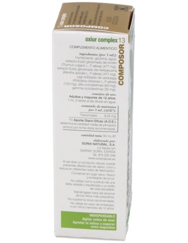 Composor 13 Oxiur Complex-Lombrisor Xxi 50Ml. de Soria Natural