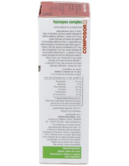 Composor 23 Hyssopus Complex Xxi 50Ml. de Soria Natural