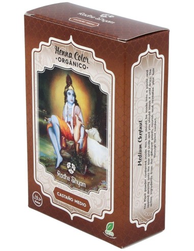 Henna Polvo Castaño Medio 100Gr. Eco de Radhe Shyam