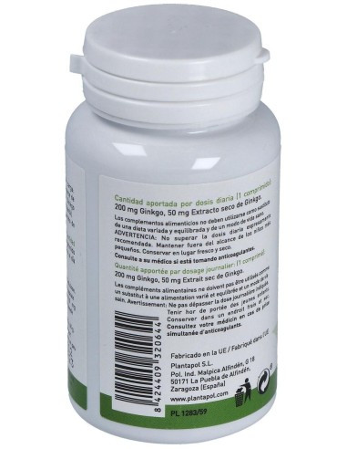 Ginkgo Biloba (100 Comprimidos 600 Mg)                                                                         de Plantapol