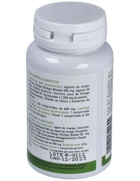 Ginkgo Biloba (100 Comprimidos 600 Mg)                                                                         de Plantapol