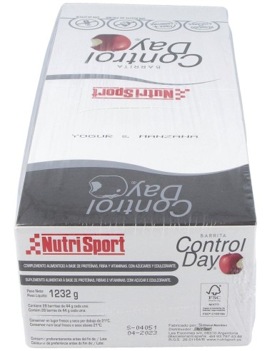 Barrita Yogurt-Manzana Controlday Caja 28Uds. de Nutrisport