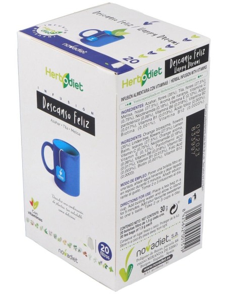 Herbodiet Descanso Feliz Envase de 20 bolsitas filtro de 1,5 g. de Novadiet