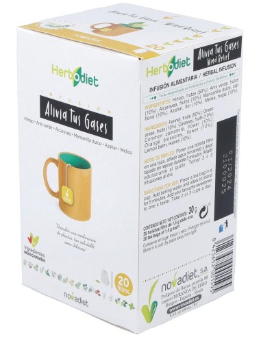 Herbodiet Alivia Tus Gases Envase de 20 bolsitas filtro de 1,5 g. de Novadiet