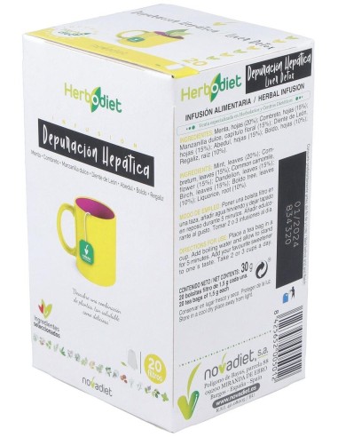 Herbodiet Depuracion Hepatica Envase de 20 bolsitas filtro de 1,5 g. de Novadiet