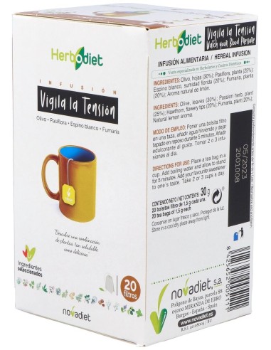 Herbodiet Vigila La Tensión Envase de 20 bolsitas filtro de 1,5 g. de Novadiet