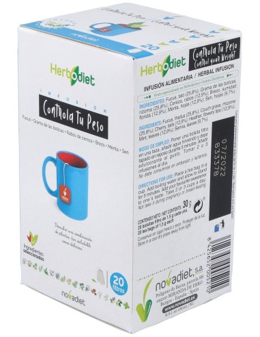 Herbodiet Controla Tu Peso Envase de 20 bolsitas filtro de 1,5 g. de Novadiet