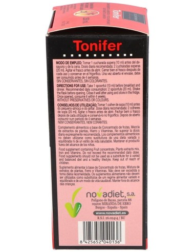 Tonifer Envase de 250 ml. de Novadiet