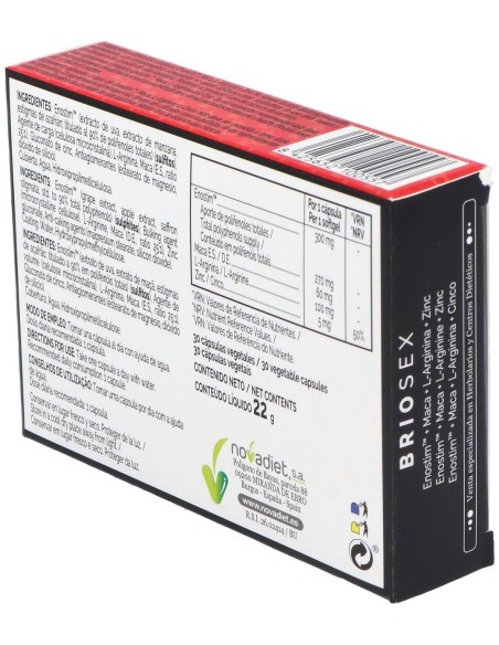 Briosex Envase de 30 cápsulas vegetales. de Novadiet