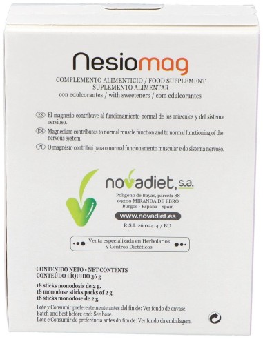 Nesiomag Envase de 18 sticks monodosis de 2 g. de Novadiet
