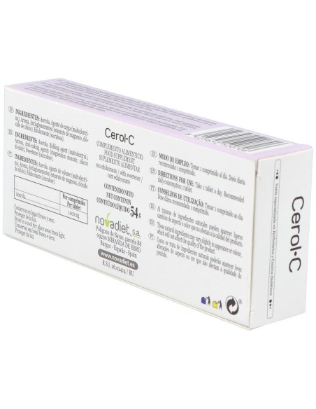 Cerol-C (Vitamina-C) Envase de 30 comprimidos masticables. de Novadiet