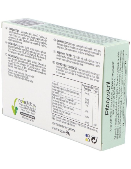 Pilogastril Envase de 30 comprimidos masticables. de Novadiet