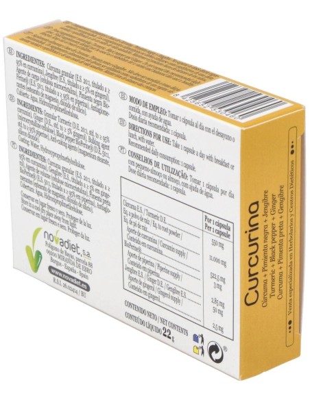 Curcurina Envase de 30 cápsulas vegetales. de Novadiet