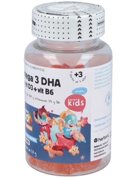 Senda Kids Omega 3 Dha Con Vit D3+Vit B6 60Gummies de Herbora