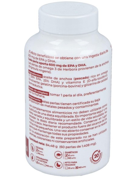Omega 3 (Epa Y Dha) + Vit. E 60Perlas de Herbora
