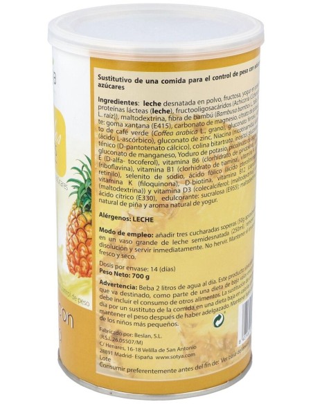 Batidos Saciantes 700G Polvo Sabor Yogur Con Piña de Sotya