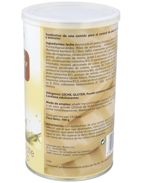 Batidos Saciantes 700G Polvo Sabor Chocolate Blanco de Sotya