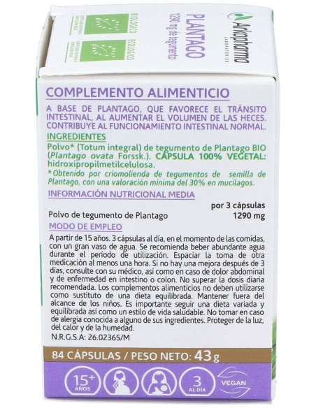 Plantago 84Arkocapsulas. Bio de Arkopharma