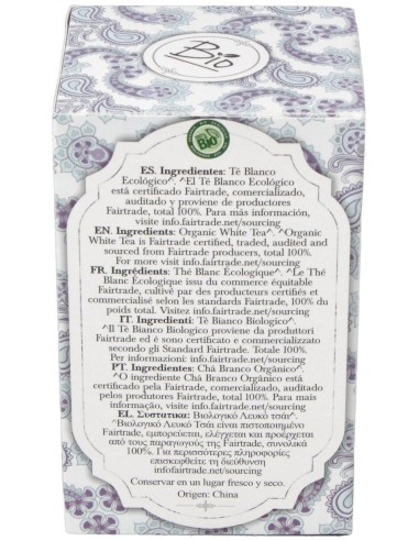 Te Blanco Infusion 20Bolsitas. Bio de Artemis Bio