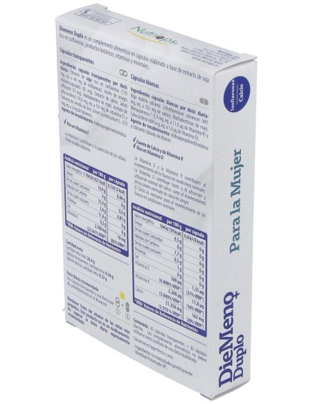 Diemeno Duplo - Cápsulas entéricas Ricas en Isoflavonas, con Calcio de Nutriops
