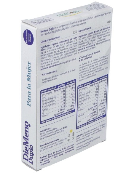 Diemeno Duplo - Cápsulas entéricas Ricas en Isoflavonas, con Calcio de Nutriops