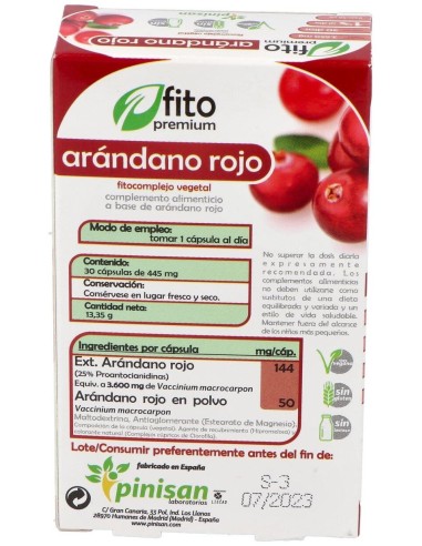 Fito Premium Arandano Rojo 30Cap. de Pinisan