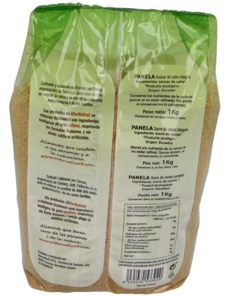 Azúcar de Caña Panela Bio. 1Kg Ecuador de Alternativa