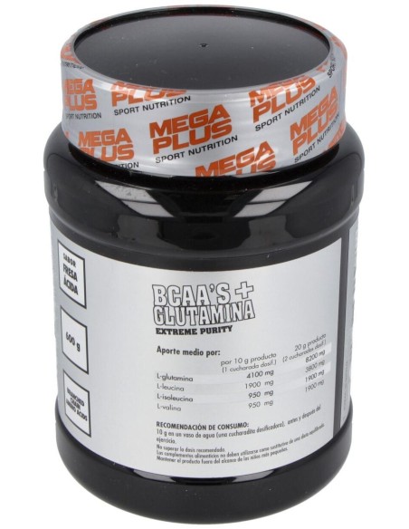 Bcaa+Glutamina Sabor Fresa 600Gr. Extreme Purity de Mega Plus