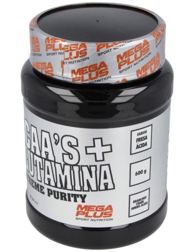 Bcaa+Glutamina Sabor Fresa 600Gr. Extreme Purity de Mega Plus