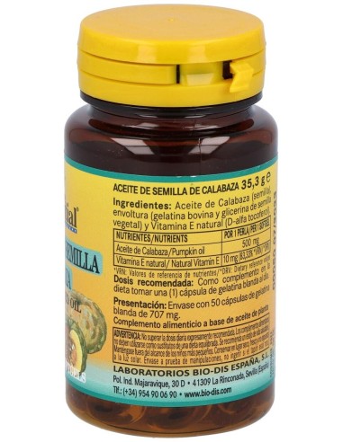 Aceite De Semillas De Calabaza 500Mg. 50Perlas de Nature Essential