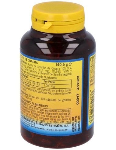 Aceite De Onagra 1000Mg. (10% Gla) 100Perlas de Nature Essential