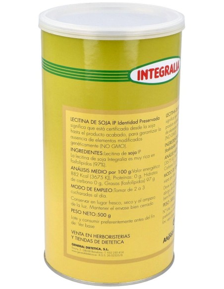 Lecitina De Soja Ip Bote 500Gr. de Integralia