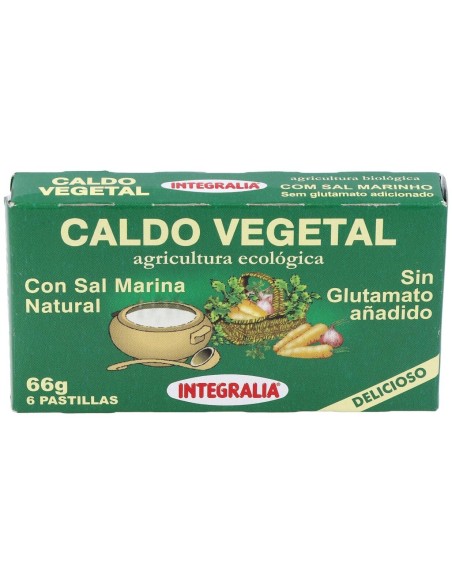 Caldo Vegetal Eco Con Sal Marina Natural 6Pastilla de Integralia