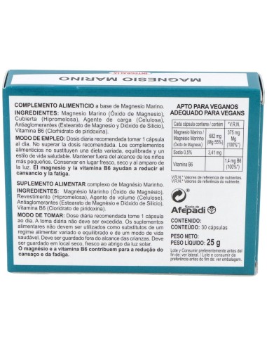 Magnesio Marino Con Vit. B6 30Cap. de Integralia