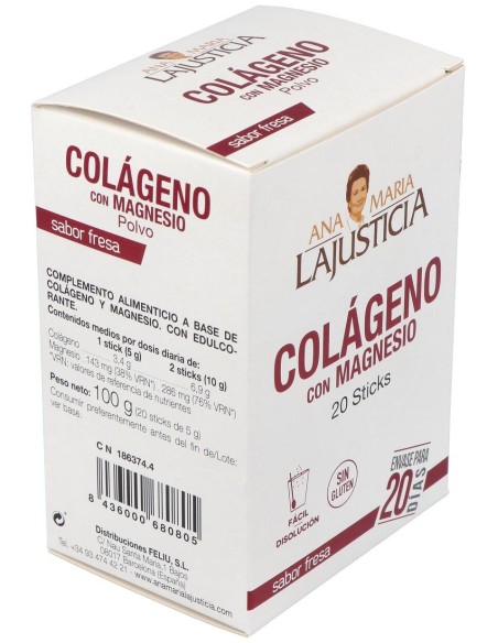 Colageno Con Magnesio Sabor Fresa 20Sticks de Ana Maria Lajusticia
