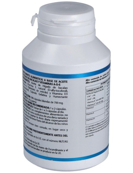 Aceite Higado De Bacalao Con Vit. A, D Y E 180Cap. de Equisalud