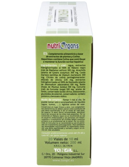 Nutriorgans Hepatimax 20Viales de Tongil