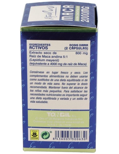 Maca 2000 mg. 60 Capsulas Estado Puro de Tongil