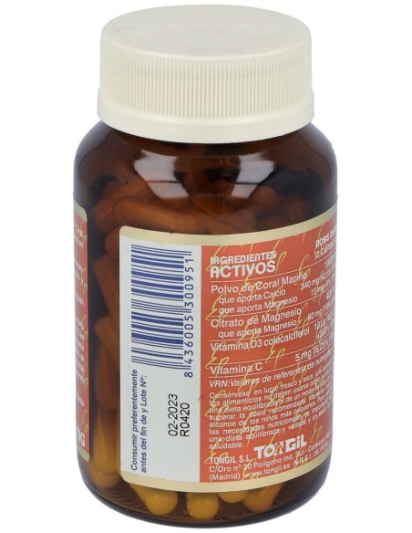 Calcio Coral+Vit D3+Mg 120Cap. Estado Puro de Tongil