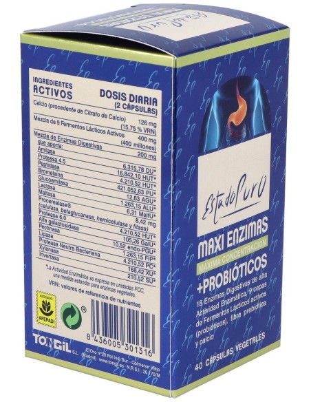 Maxi Enzimas Con Probioticos 40Cap. Estado Puro de Tongil