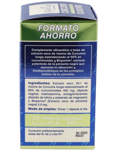 Curcuma 10.000Mg. Full Spectrum Comprex 80 Cap. Estado Puro de Tongil