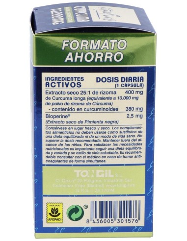 Curcuma 10.000Mg. Full Spectrum Comprex 80 Cap. Estado Puro de Tongil