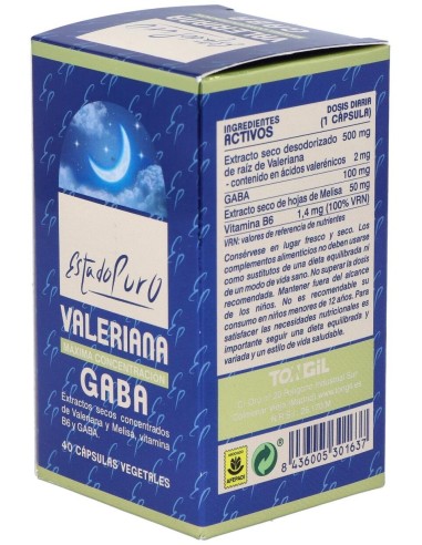 Valeriana Con Gaba 40Cap. Estado Puro de Tongil