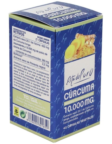 Curcuma 10.000Mg. 40Cap. Estado Puro de Tongil