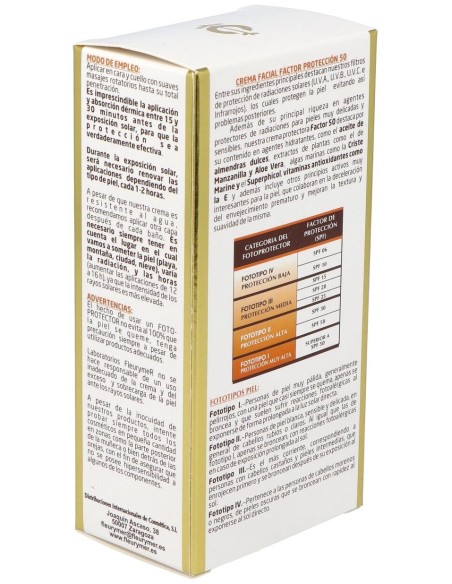 Crema Solar Facial Spf-50 Tubo de Fleurymer