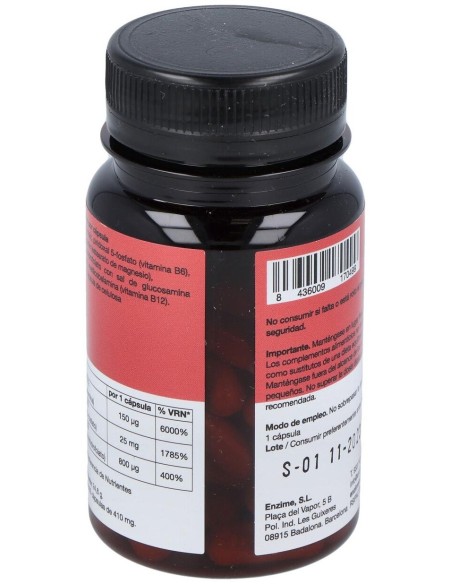 Homocisbin B6 + B12 + Acido Folico Metiladas 60Cap de Enzime - Sabinco