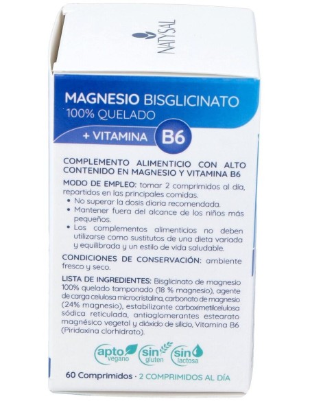 Magnesio Bisglicinato + B6 60Comp. de Natysal