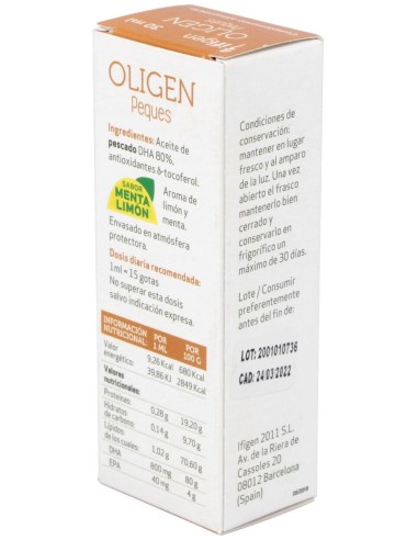 Oligen Peques Dha 80% Tg Enzimatico Menta-Lima 30M de Ifigen