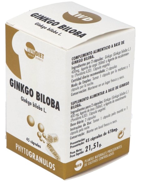 Ginkgo Biloba Phytogranulos 45Caps. de Waydiet Natural Products