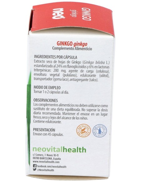 Ginkgo Biloba Microgranulos Neo 45Cap. de Neo